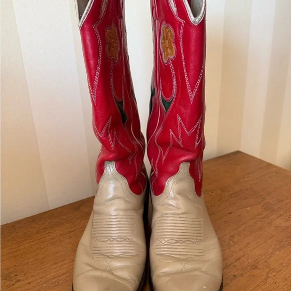 Ralph Lauren Selene Lucchese Red Western Boots 8C - Picture 14 of 15
